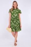 8Pcs Green Paisley Print Short Sleeve Mini Dress