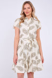 8Pcs White Paisley Print Short Sleeve Mini Dress