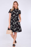 8Pcs Black Paisley Print Short Sleeve Mini Dress