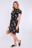 8Pcs Black Paisley Print Short Sleeve Mini Dress