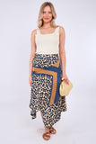 8Pcs Leopard Scarf Print Asymmetric Hem Skirt