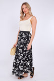8Pcs Mono Floral Print Tiered Maxi Skirt
