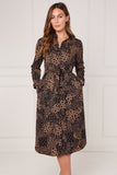 8Pcs Caramel Modern Patchwork Geo Print Midi Shirt Dress