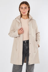 5Pcs Beige Hooded Drawstring Parka