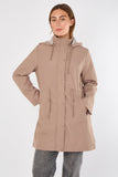 5Pcs Taupe Hooded Drawstring Parka