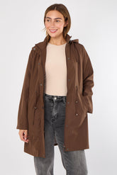 5Pcs Chocolate Hooded Drawstring Parka