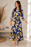Love Sunshine Navy Abstract Print Tie Waist Maxi Shirt Dress Belted Dress Day to Night Long Sleeve Maxi Dress NEW IN Occasionwear Shirt Dress