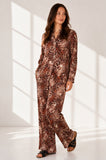 Love Sunshine Brown Leopard Print Velvety Shirt and Trouser Set Co ord sets LS-5002 LS-5002&9057 LS-9057
