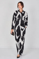 6Pcs Black and Grey Abstract Print Co-ord Set