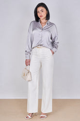 9Pcs Silver Grey Brushed Satin Oversized Shirt