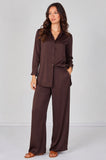 8Pcs Expresso Satin Shirt and Trousers Co-Ord