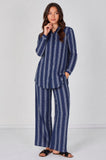 8Pcs Navy Stripe Shirt and Trouser Co-Ord Set
