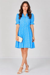 8Pcs Sky Blue Ditsy Floral Tea Dress