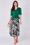 8Pcs Green Satin Tie Front Short Sleeve Top