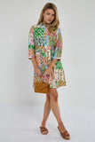 8Pcs Multicolour Patchwork Print Mini Shirt Dress