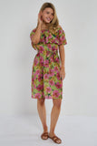 6Pcs Green Tropical Floral Off-Shoulder Mini Dress