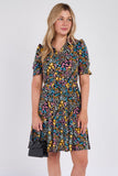 8Pcs Ditsy Floral Print Black Mini Dress