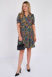 8Pcs Ditsy Floral Print Black Mini Dress