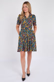 8Pcs Ditsy Floral Print Black Mini Dress