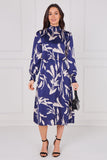 6Pcs Sapphire Whisper Floral Shirred Neck Midaxi Dress