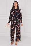 8Pcs Black and Copper Brushstroke Print Co-Ord Set