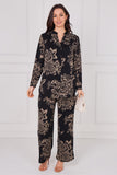 8Pcs Noir Vintage Rose Print Shirt and Trousers Co-Ord