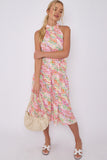 8Pcs Rainbow Leopard Print Halter Neck Midi Dress