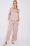 8Pcs Champagne Crepe Satin Co-ord Shirt and Trousers Set