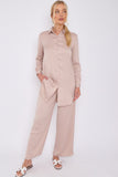 8Pcs Champagne Crepe Satin Co-ord Shirt and Trousers Set