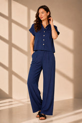 8Pcs Blue Pinstripe Shirt and Trousers set