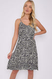 8Pcs Blue Leopard Print White Strap Mini Dress