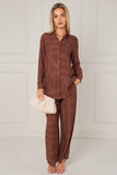 8Pcs Chocolate Geometric Line Print Wide-Leg Co-ord