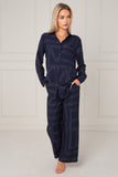 8Pcs Navy Geometric Line Print Wide-Leg Co-ord