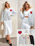 12Pcs Sequin Heart Wool Blend Cardigan- VC860