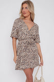8Pcs Leopard Print Wrapped Mini Dress