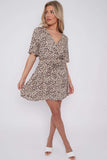 8Pcs Leopard Print Wrapped Mini Dress