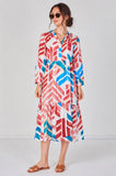 8Pcs Santorini Geo Print Smock Midaxi Dress