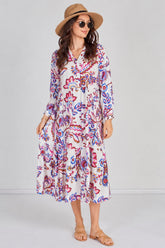8Pcs Boho Bloom Printed Smock Midaxi Dress