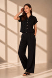 8Pcs Black Pinstripe Shirt and Trousers set