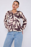 8Pcs Grey Abstract Print Gold Foil Dotted Blouse