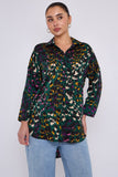 8Pcs Emerald Leopard Print Satin Oversized Shirt