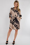 8Pcs Beige Abstract Print Half Sleeve Mini Shirt Dress