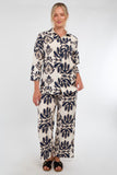 6Pcs Cream and Navy Bold Floral Print Co-Ord Set