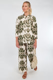 6Pcs Cream and Olive Bold Floral Print Co-Ord Set