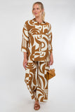 6Pcs Brown and Cream Abstract Geo Print Co-Ord Set