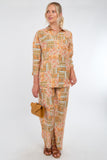 6Pcs Orange Patchwork Print Co-Ord Set