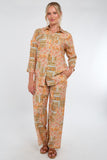 6Pcs Orange Patchwork Print Co-Ord Set