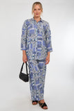 6Pcs Blue Patchwork Print Co-Ord Set