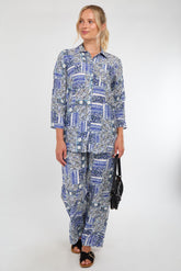 6Pcs Blue Patchwork Print Co-Ord Set