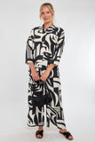 6Pcs Black and Cream Abstract Geo Print Co-Ord Set